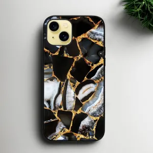 Iphone 15 plus Black Marble Series Glossy Phone Case