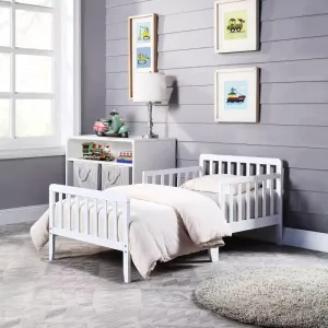 Kids' White MDF Bed: Timeless Simplicity, 120x200x140 cm by Alhome - 110112743