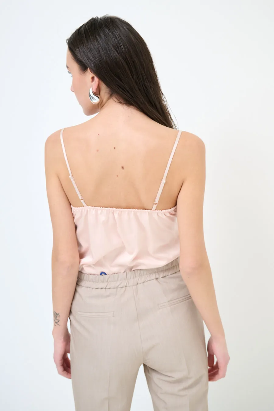 Lace trim satin camisole top wholesale