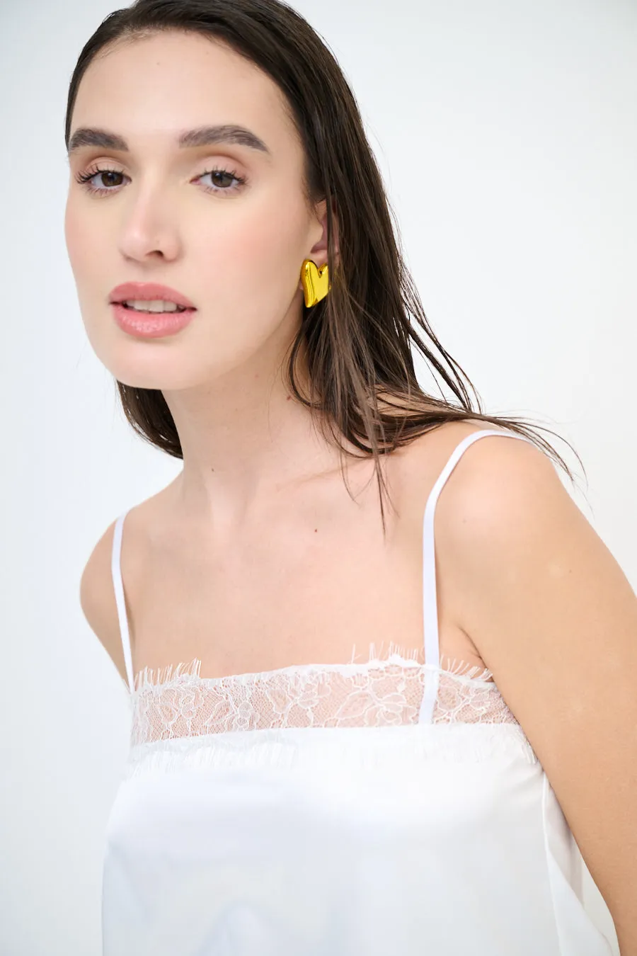 Lace trim satin camisole top wholesale