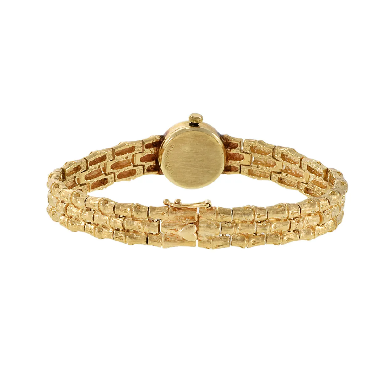 Longines 1960s Ladies 14KT Yellow Gold Bamboo Link Cocktail Watch