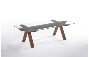 Maddox Modern Glass & Walnut Coffee Table