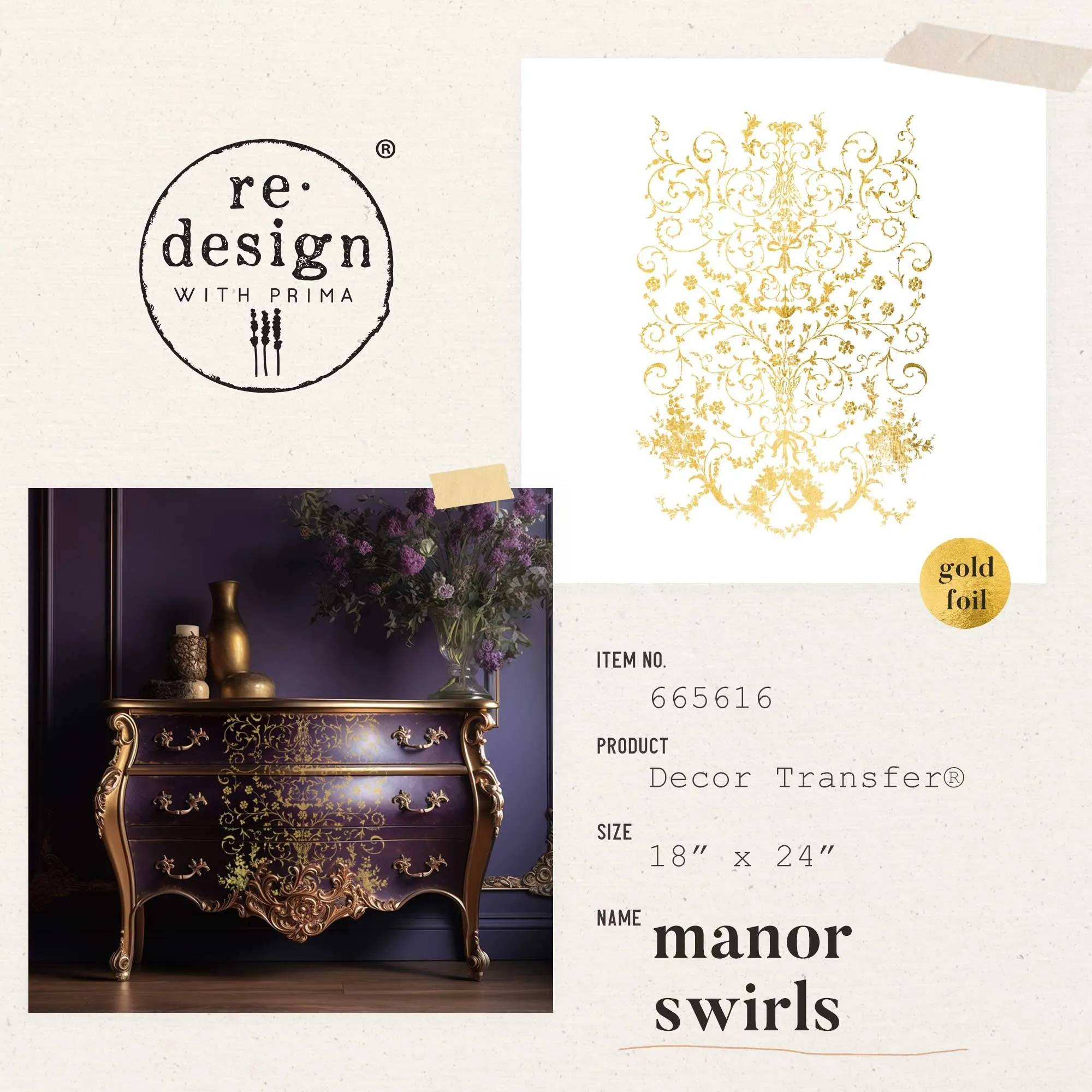 Manor Swirls {Gold Foil} Kacha® Décor Transfers {Re-Design}