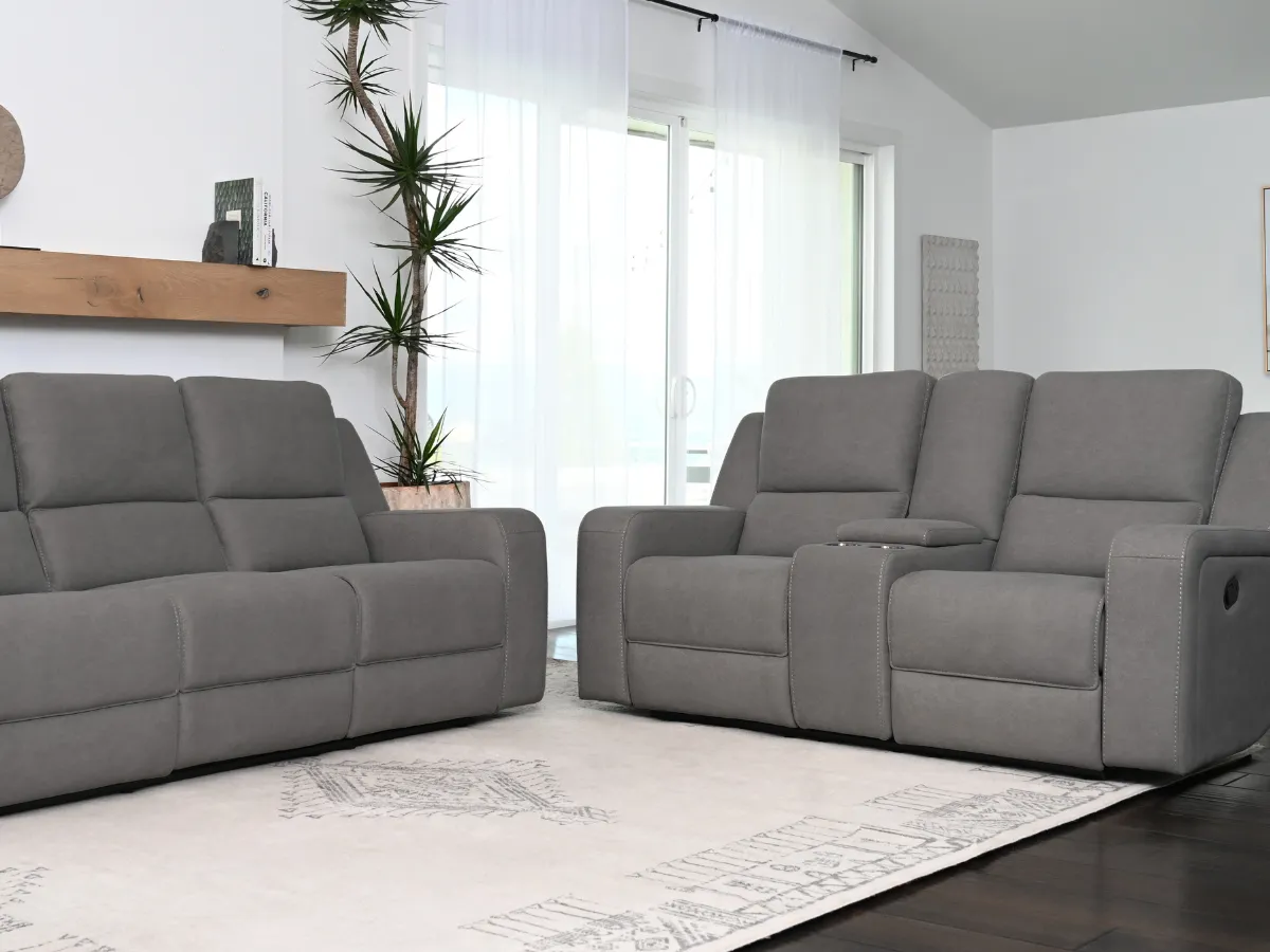 Margaret 2-pc Fabric Manual Reclining Sofa and Loveseat