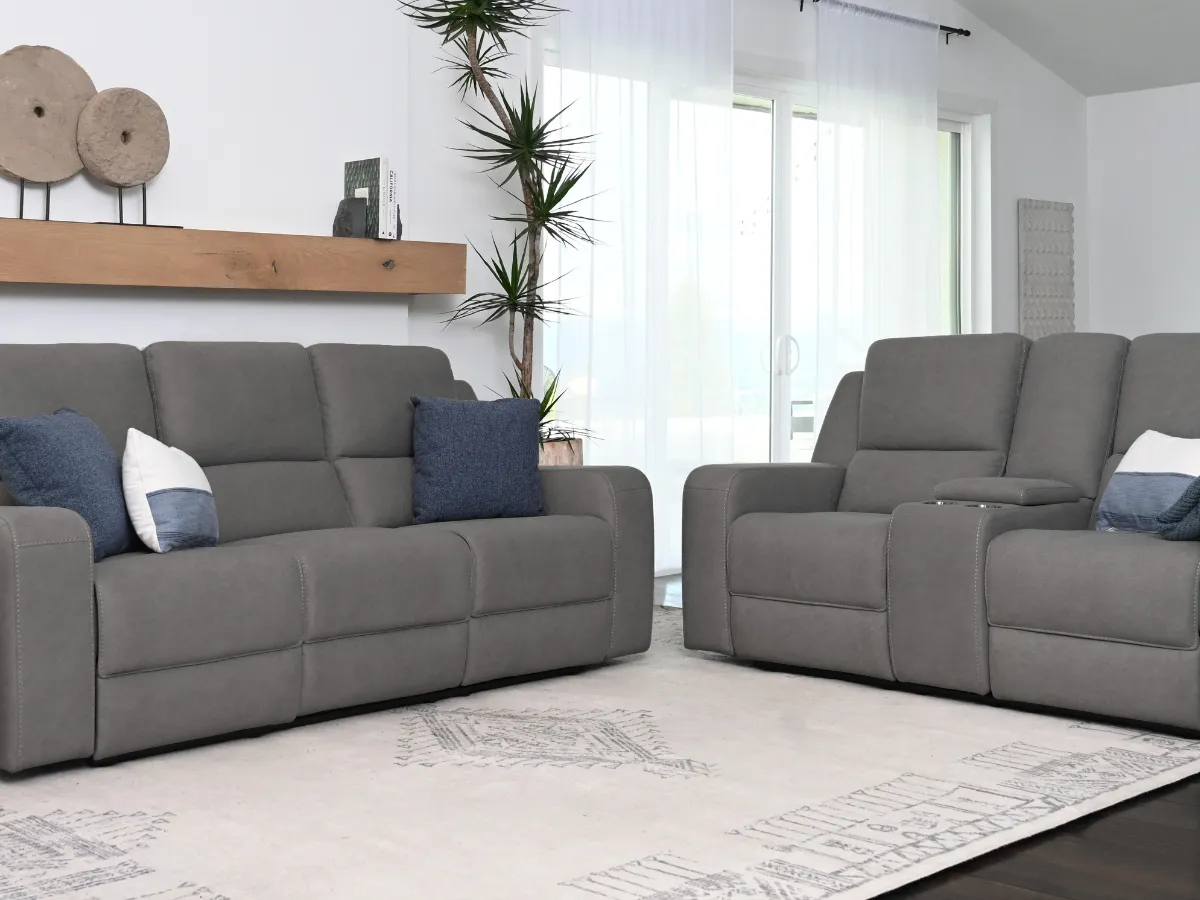 Margaret 2-pc Fabric Manual Reclining Sofa and Loveseat