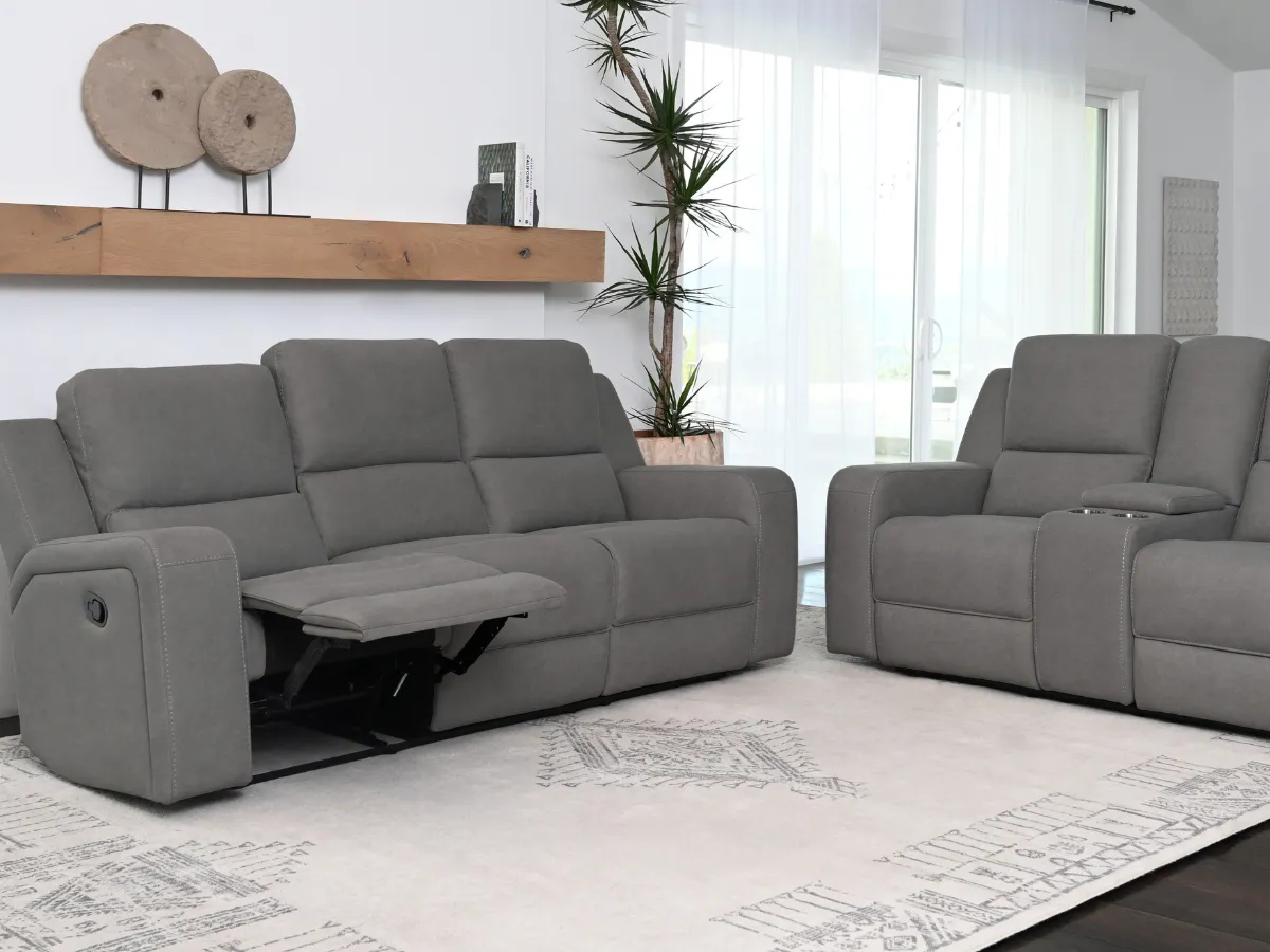 Margaret 2-pc Fabric Manual Reclining Sofa and Loveseat