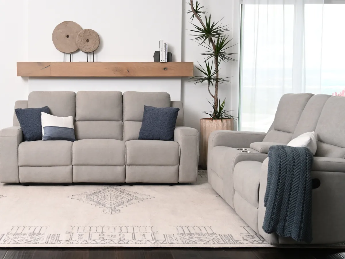 Margaret 2-pc Fabric Manual Reclining Sofa and Loveseat