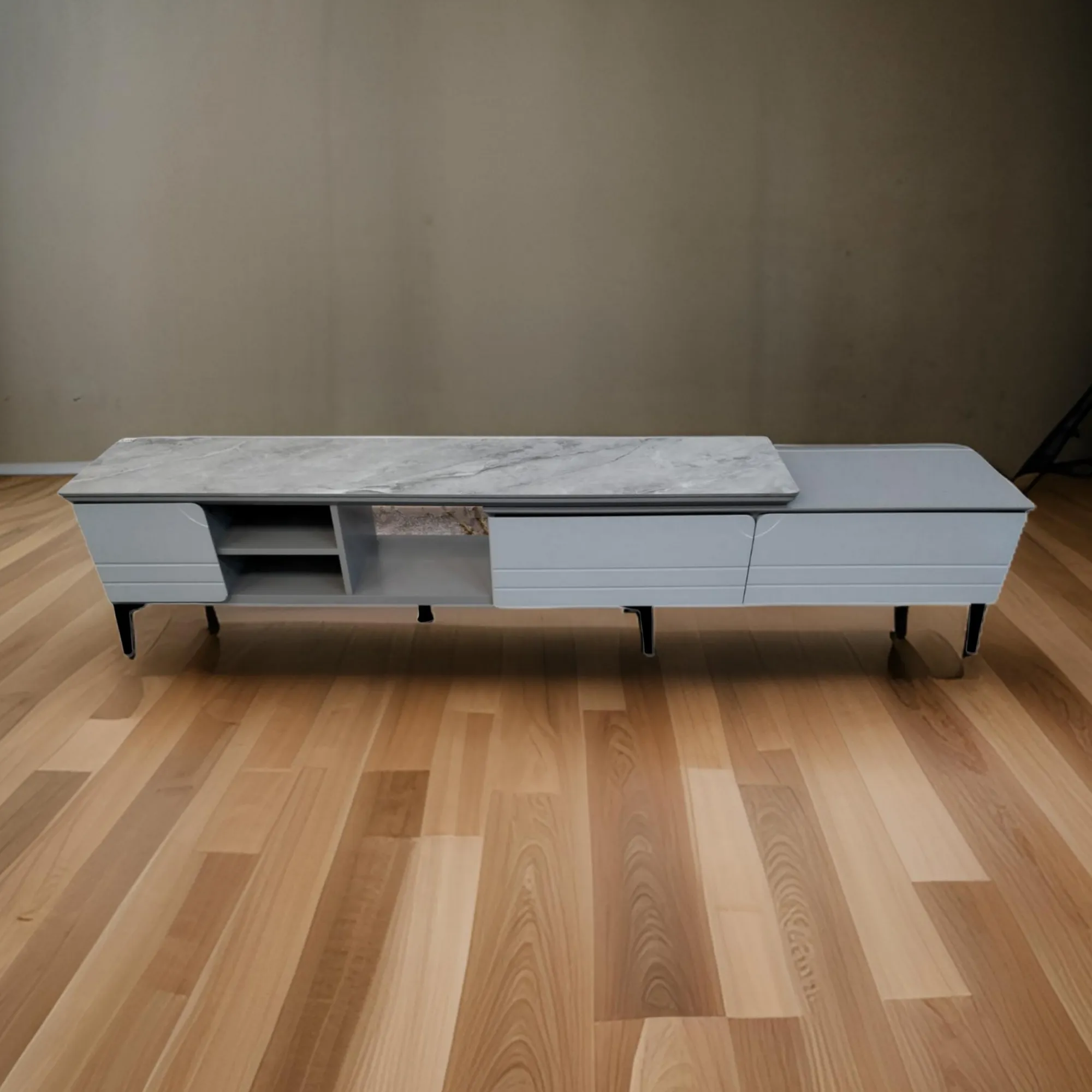 Modern Rectangular Marble Top Living Room TV Stand With Drawers And Shelves TV-68