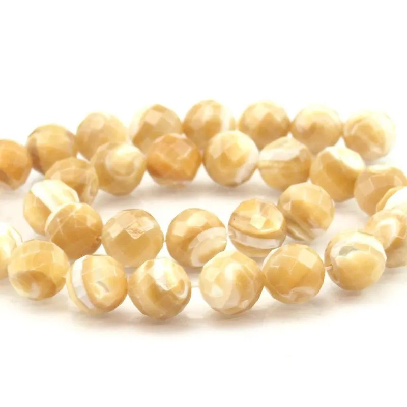 Mother of Pearl Faceted Rounds 12mm Strand