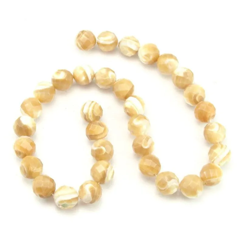 Mother of Pearl Faceted Rounds 12mm Strand