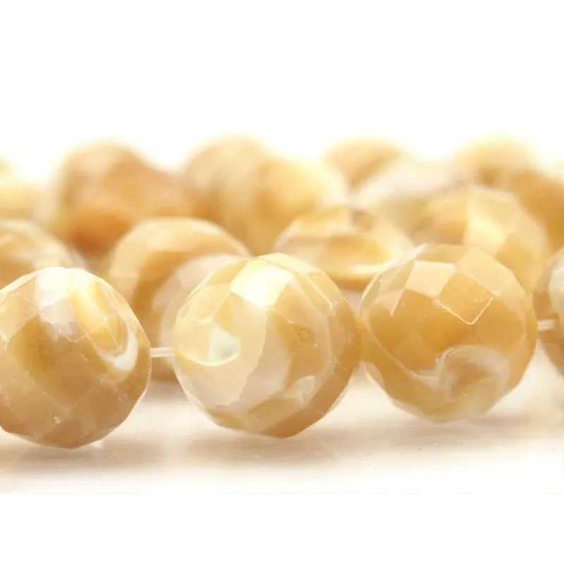 Mother of Pearl Faceted Rounds 12mm Strand