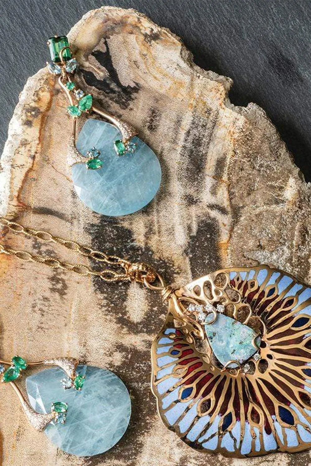 Opal, Diamond, and Enamel Orticoloa Necklace