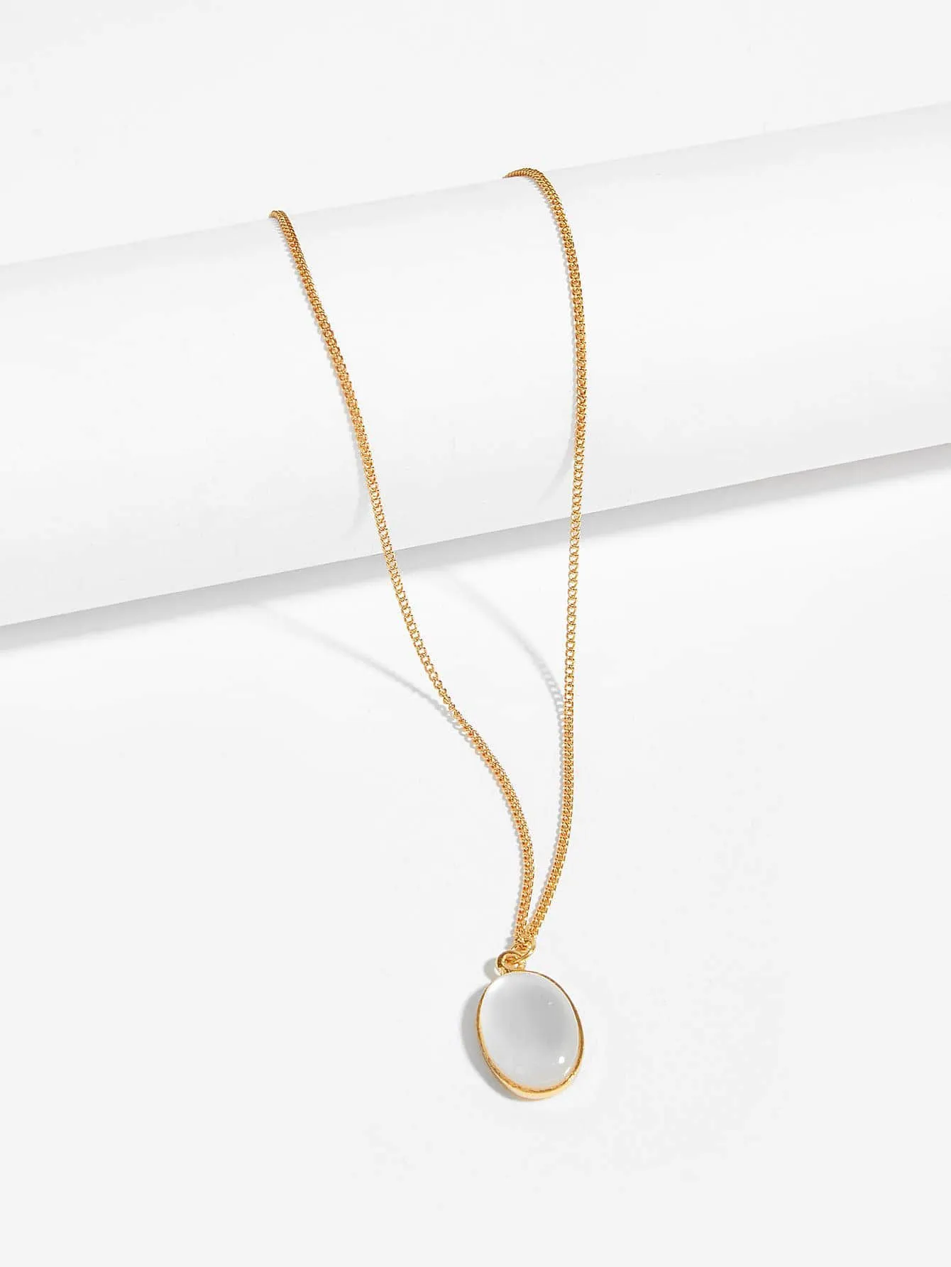 Oval Gemstone Pendant Necklace for Women Girls Accessories Jewelry Gifts Gift