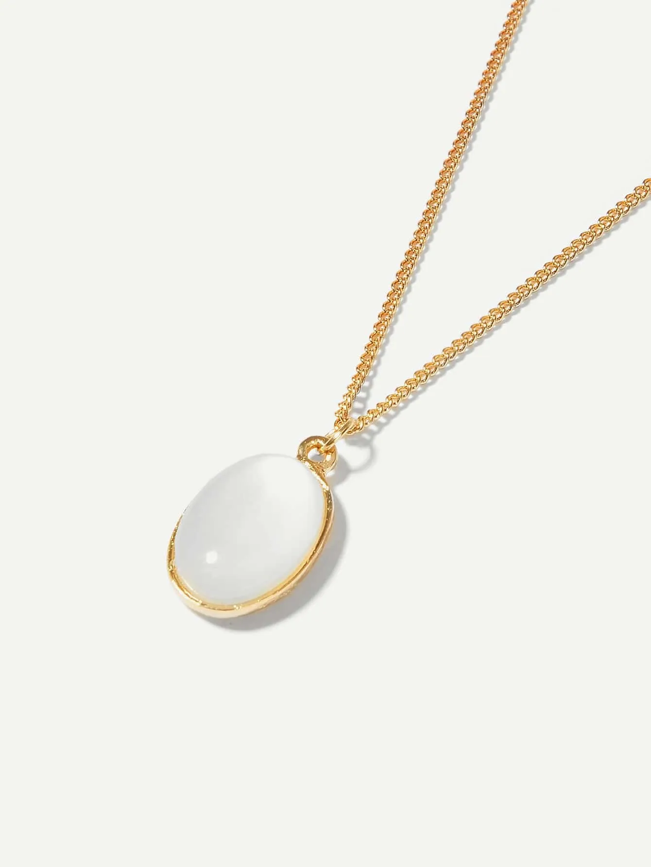 Oval Gemstone Pendant Necklace for Women Girls Accessories Jewelry Gifts Gift