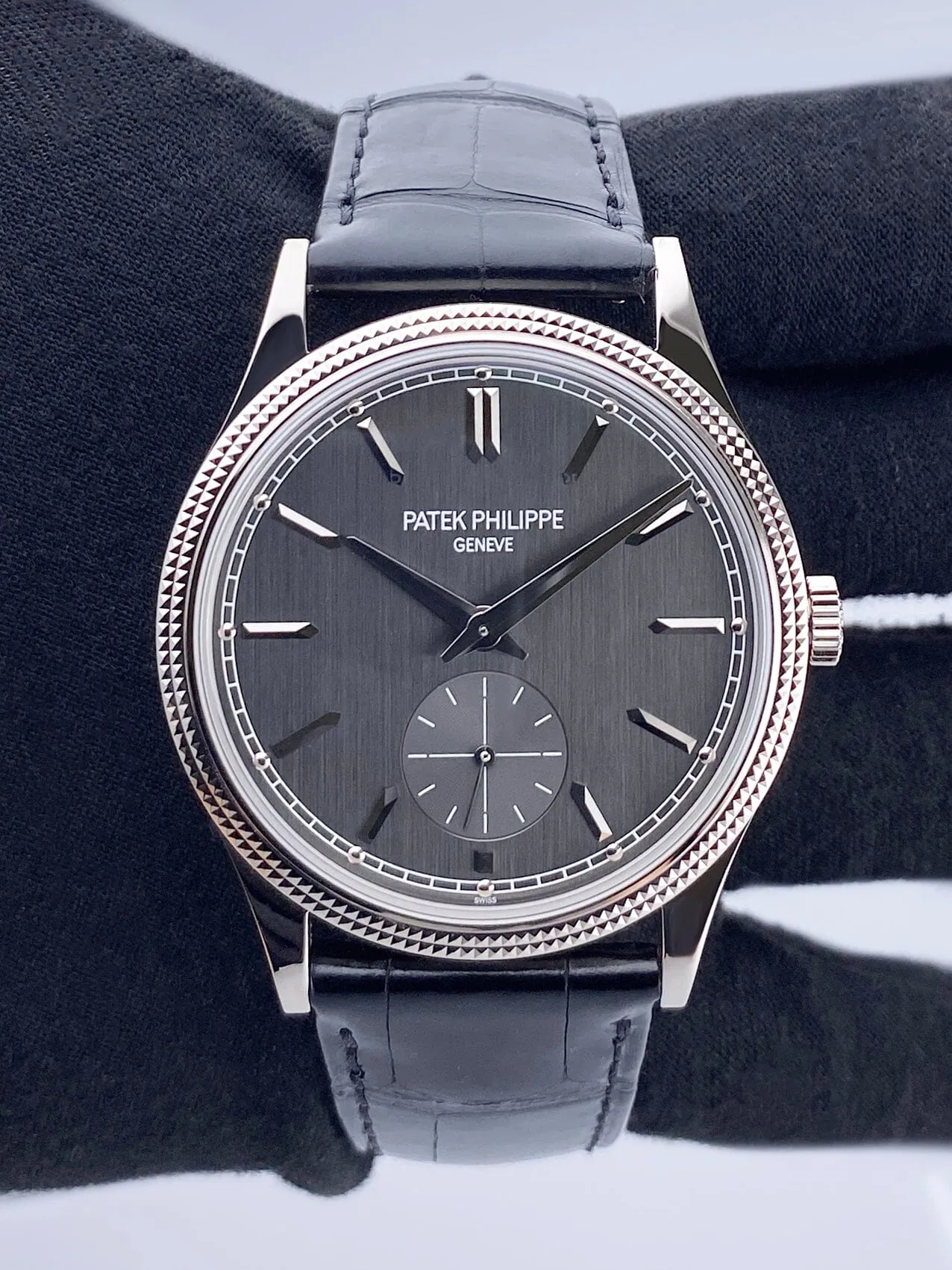Patek Philippe Calatrava 6119G Charcoal Gray Dial Mens Watch Box Papers