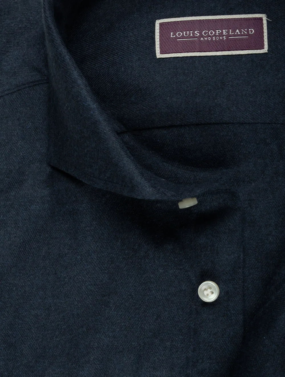 Plain Flannel Slim Fit Shirt Navy