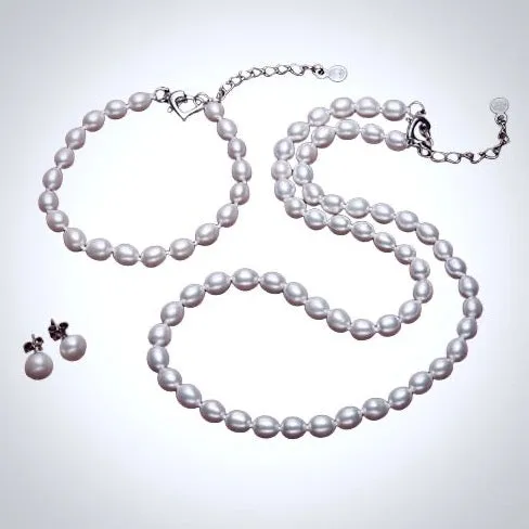 "Maybelle" - Natural Freshwater Pearl 3-Piece Bridal Jewelry Set