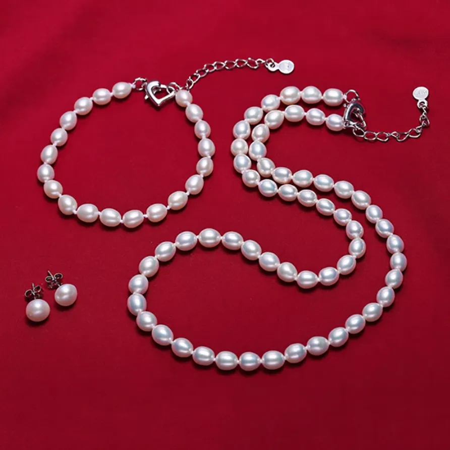 "Maybelle" - Natural Freshwater Pearl 3-Piece Bridal Jewelry Set