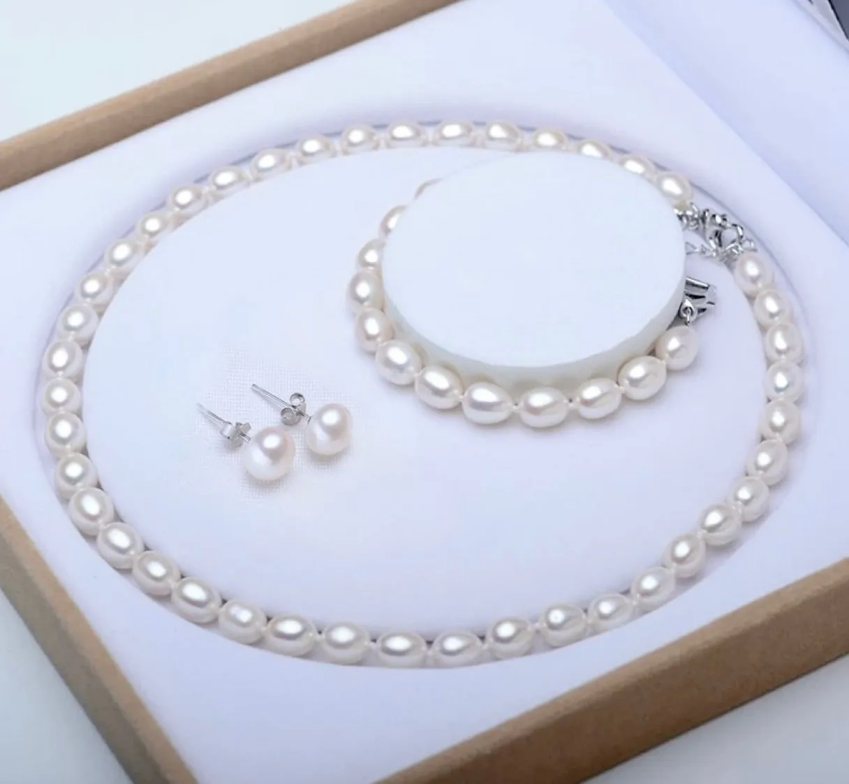 "Maybelle" - Natural Freshwater Pearl 3-Piece Bridal Jewelry Set