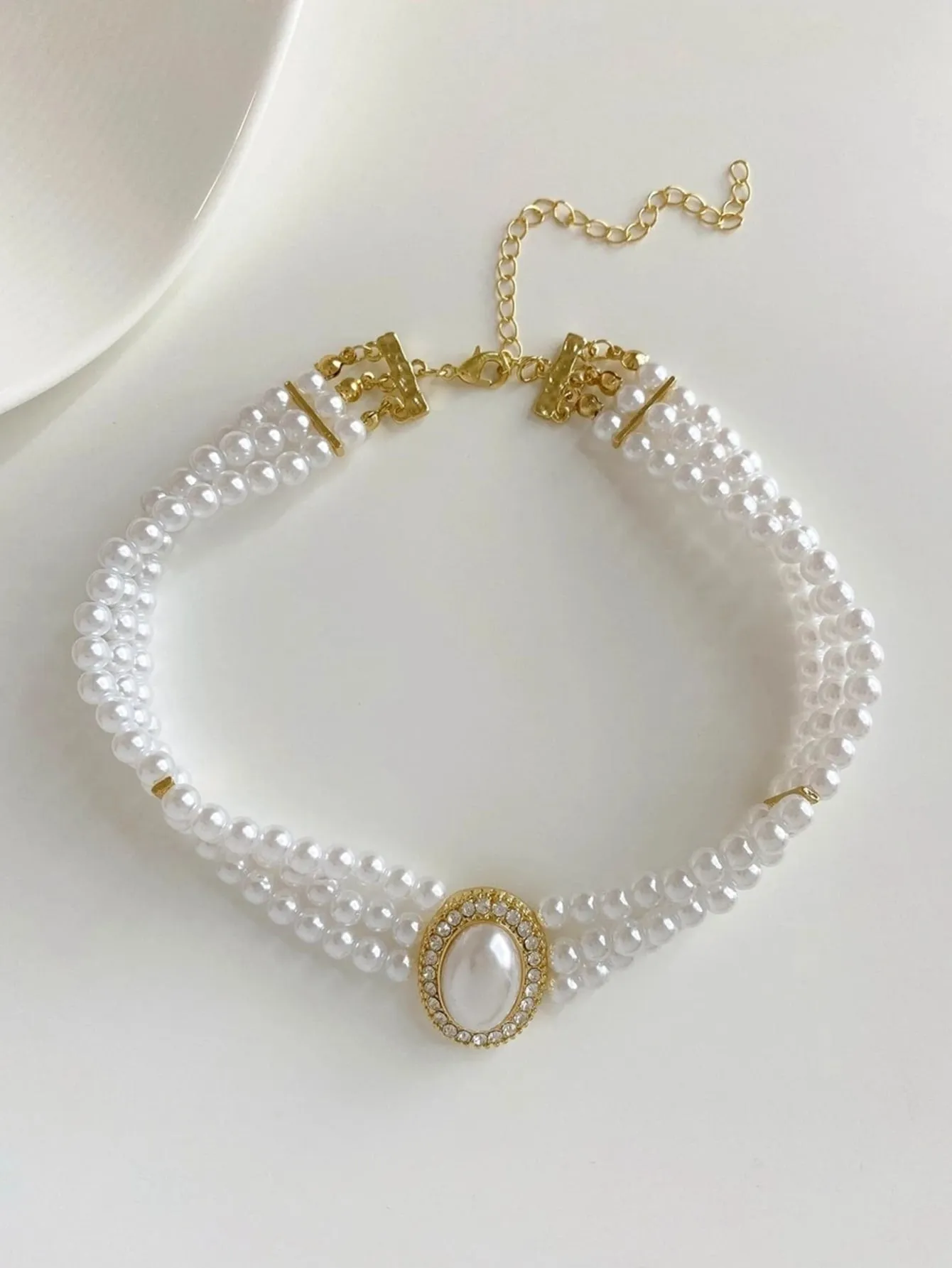 Rhinestone & Oval Pearl Decor Choker for Women Jewelry for Women Necklace