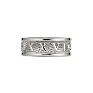 Roman Numeral Diamond Ring | White Gold
