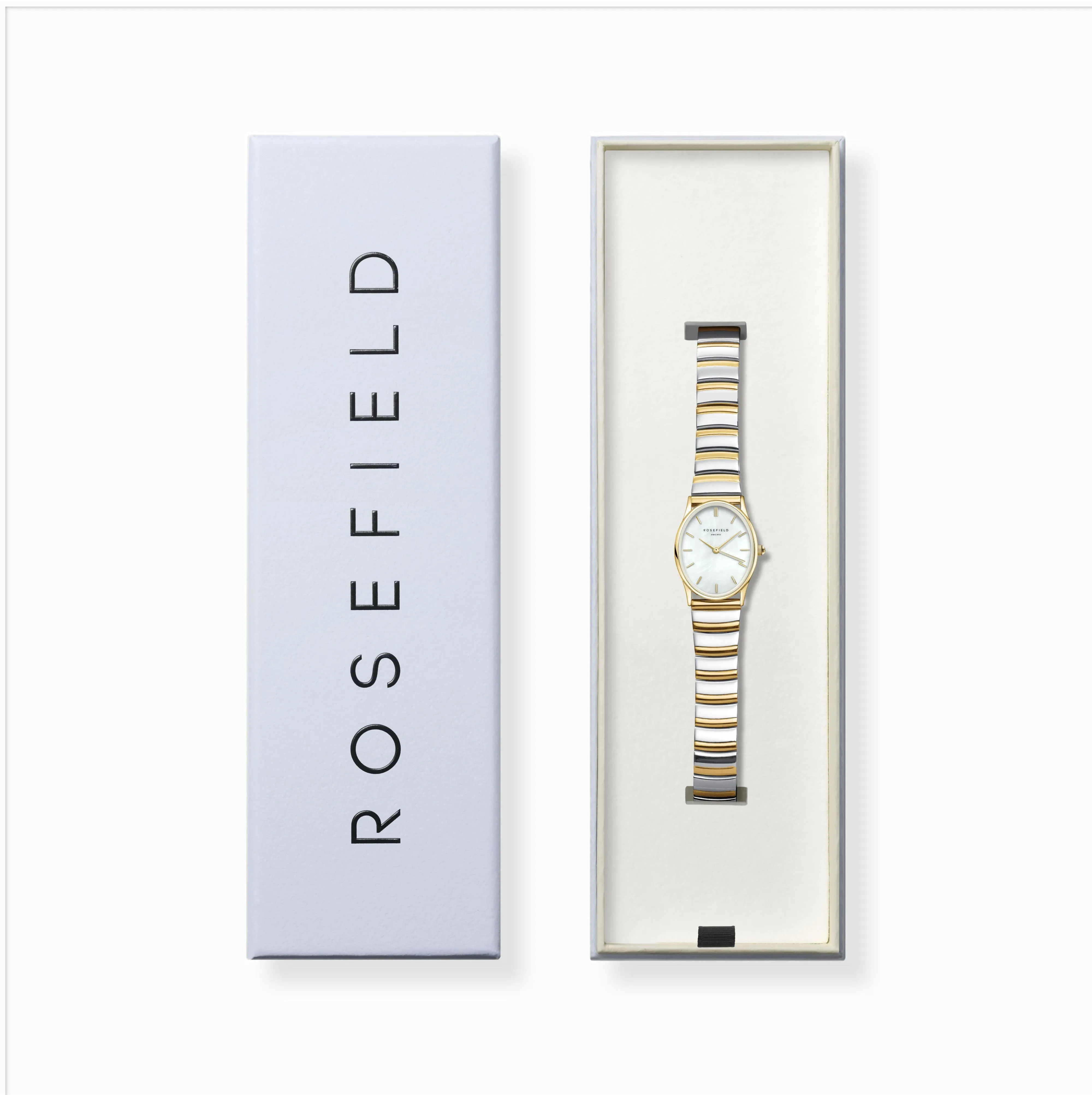 Rosefield Oval White MOP Duotone Shine Finish Watch OVWDSG-OV17