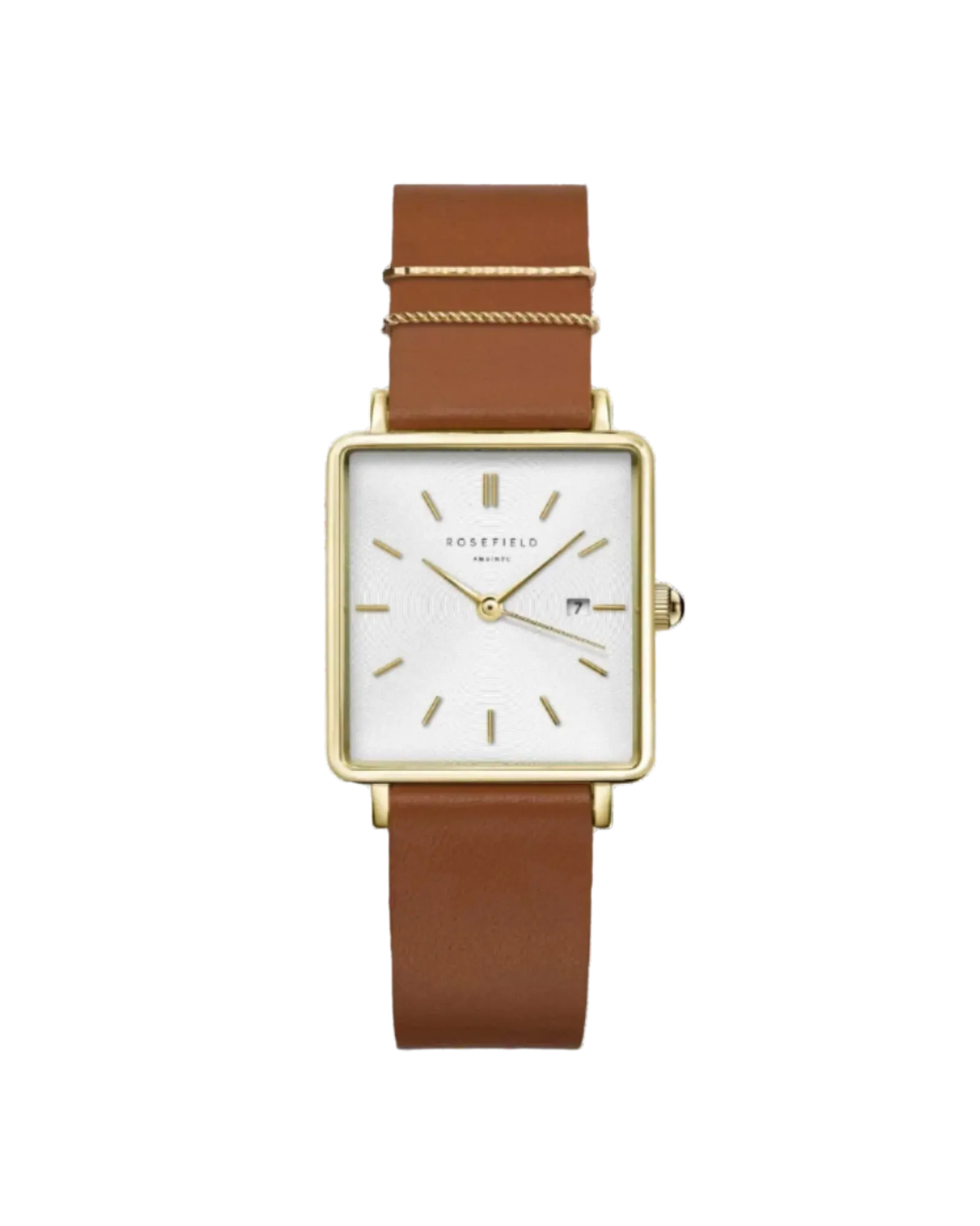 Rosefield The Boxy White Dial Tan Leather Strap Watch QSCG-Q029