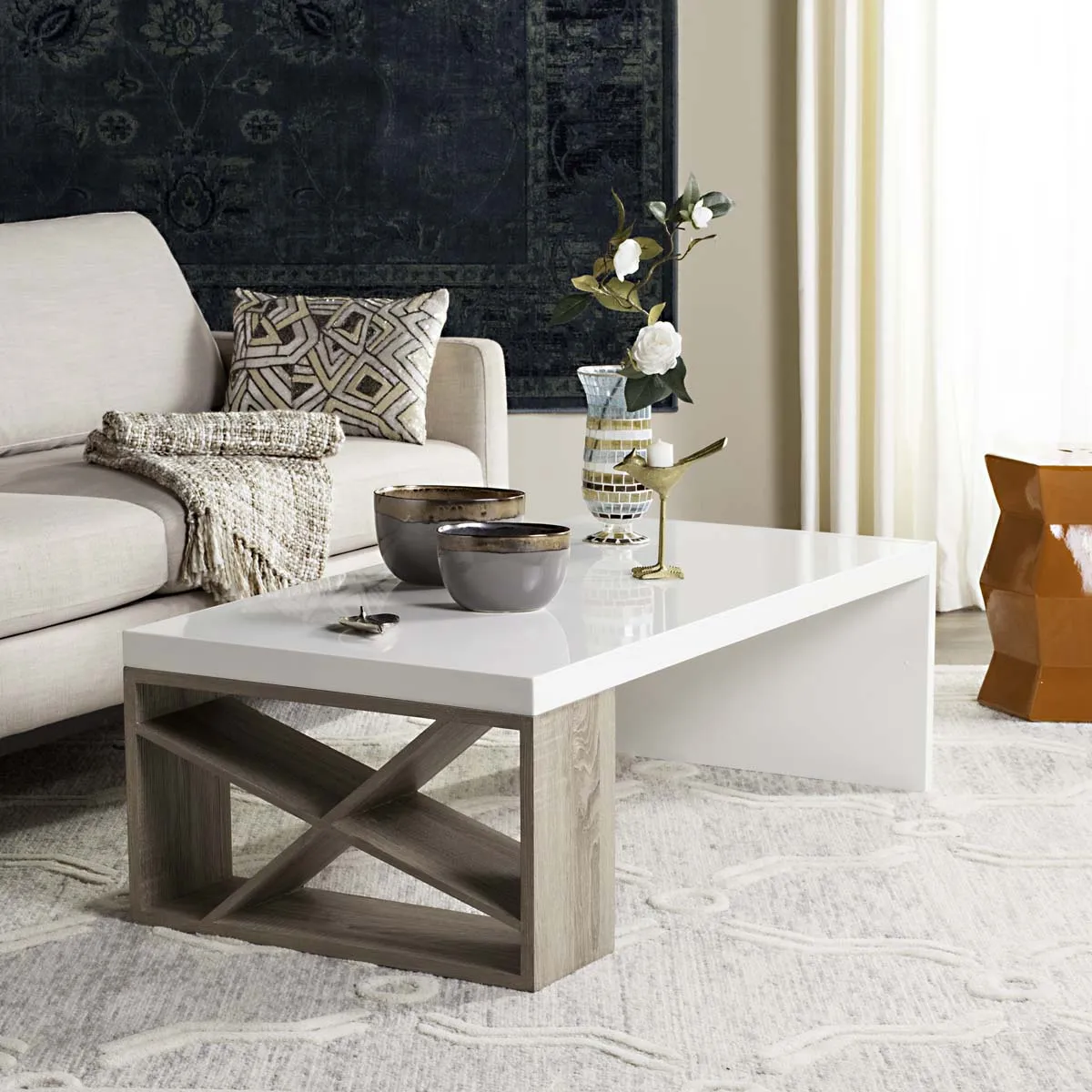 Safavieh Carlton Modern Scandinavian Side Storage Lacquer Coffee Table , FOX4236