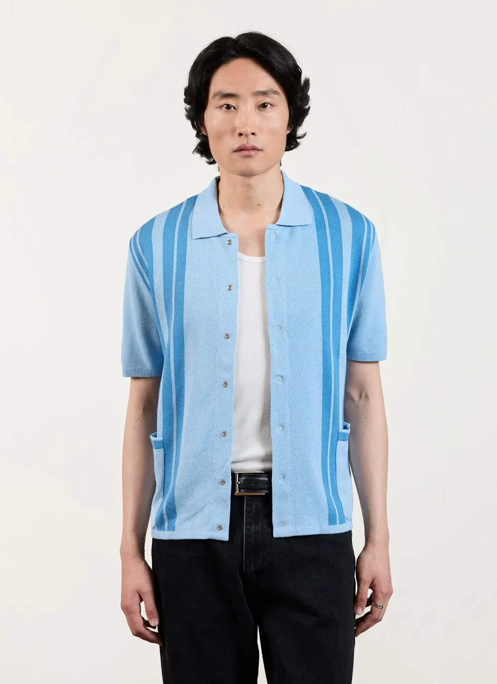 Striped Knitted Shirt | Percival x Ilaria | Blue