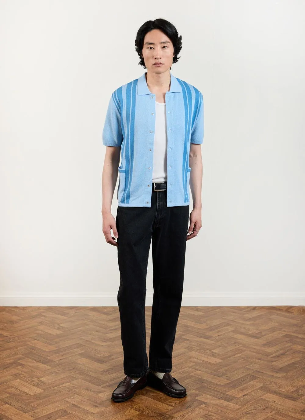 Striped Knitted Shirt | Percival x Ilaria | Blue