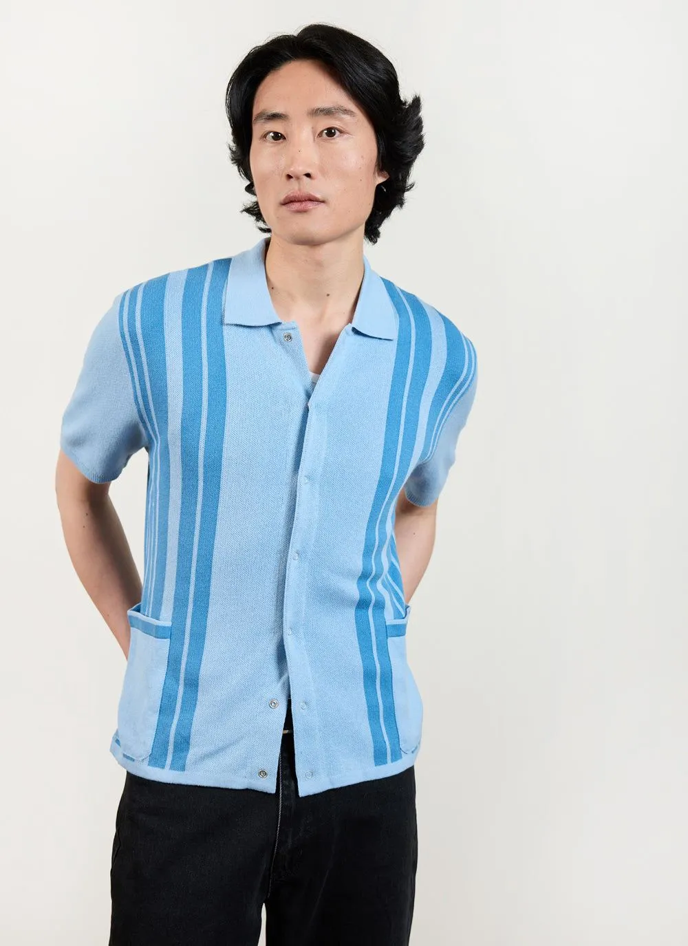 Striped Knitted Shirt | Percival x Ilaria | Blue