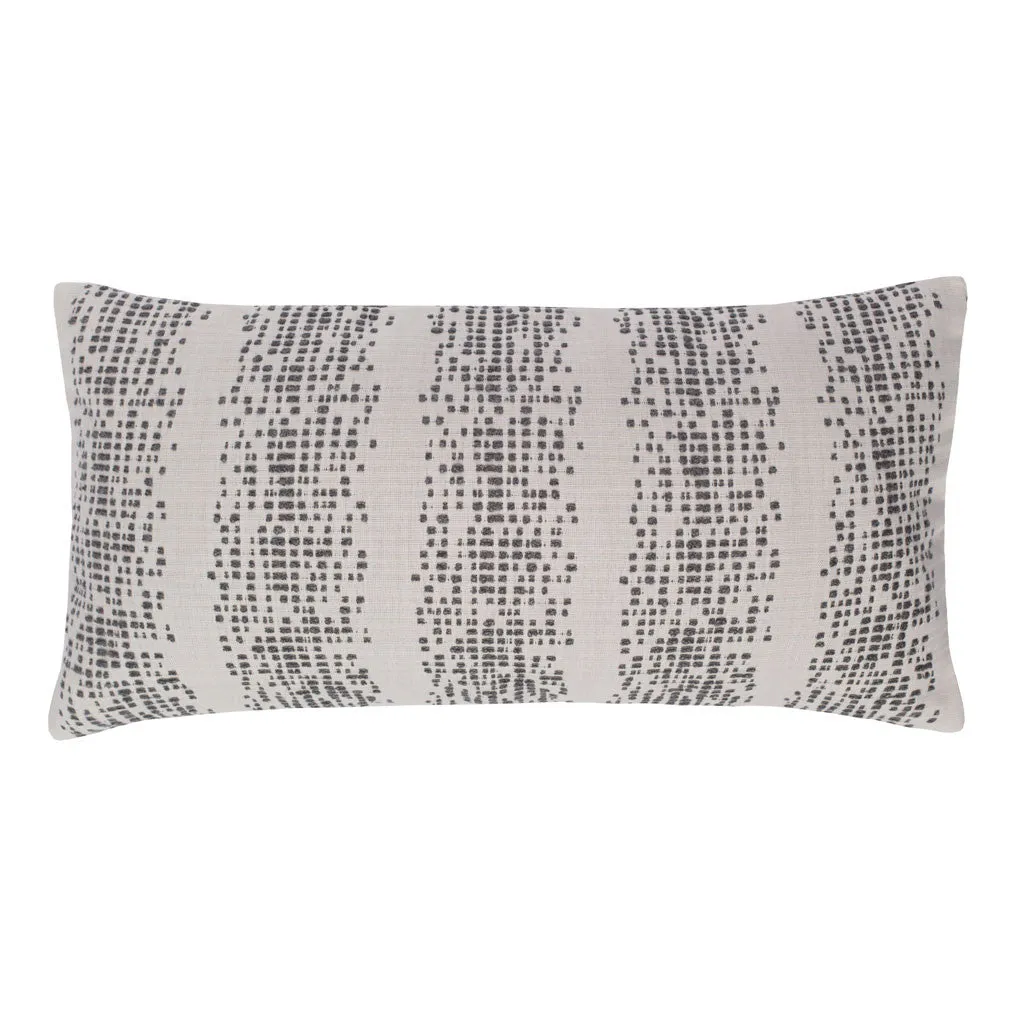 The Grey and Ivory Pixel Stitched Throw Pillow