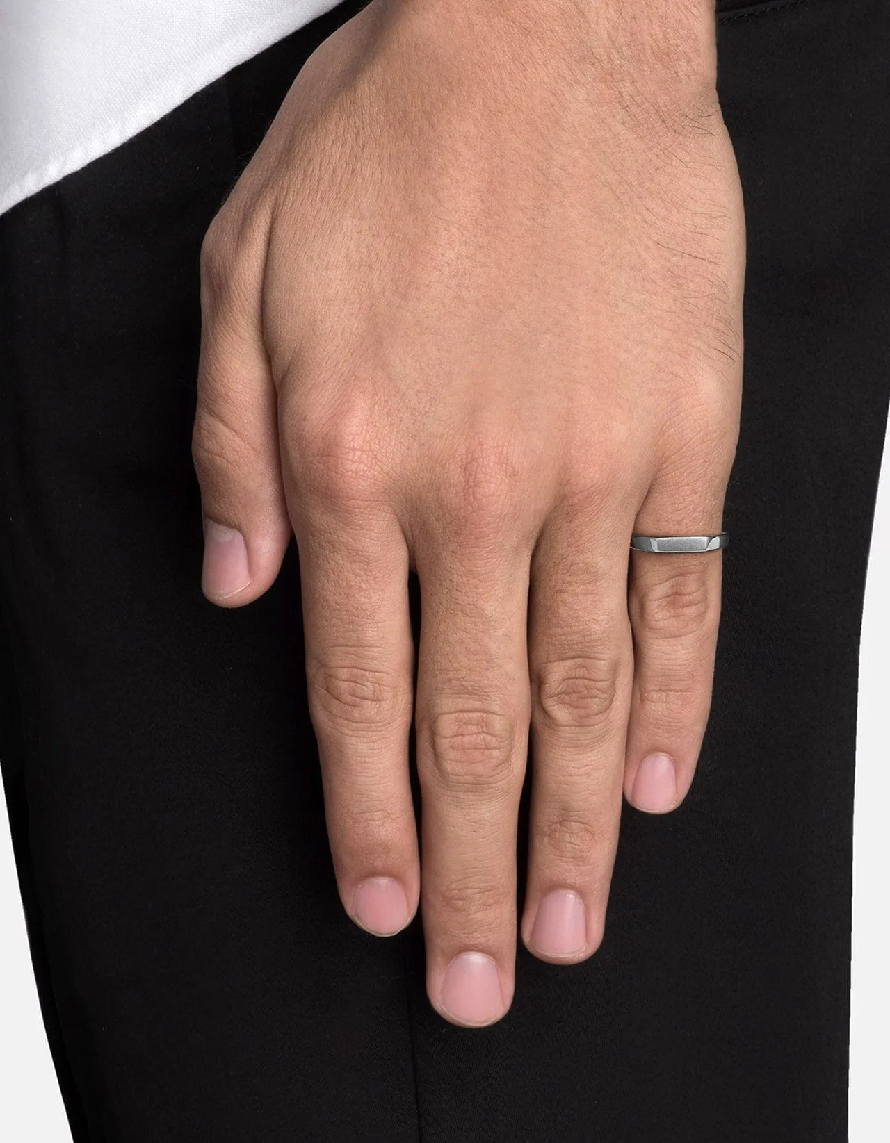 Thin Geo Pinky Ring, Sterling Silver