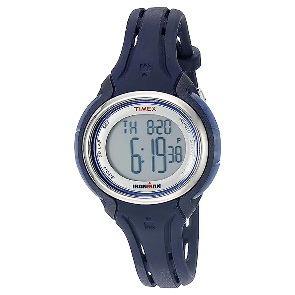 Timex Women's Gray Dial Blue Silicone Band Ironman Sleek 50 Digital Quartz Watch - TW5K905