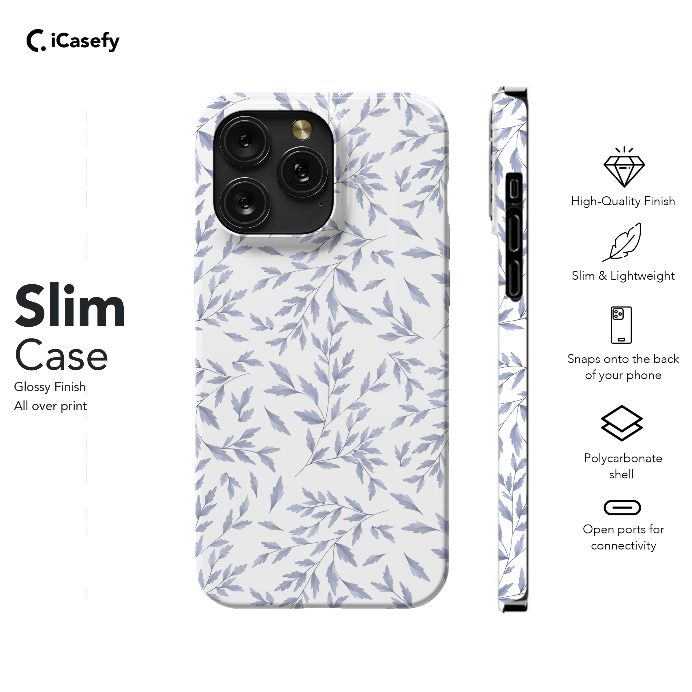 Vintage Floral Wildflower Blue Toile De Jouy Phone Case iPhone Samsung Cover Pixel 1830