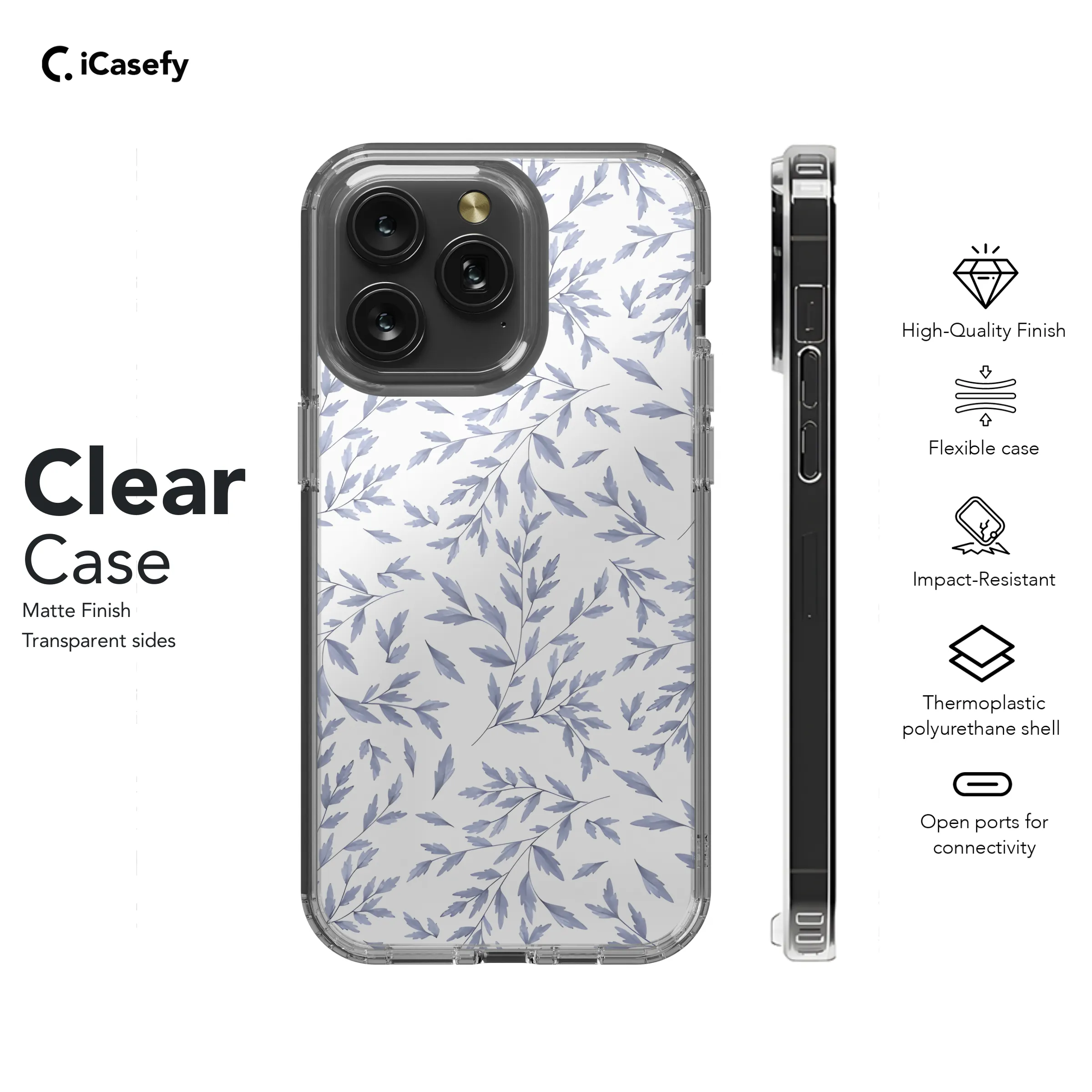 Vintage Floral Wildflower Blue Toile De Jouy Phone Case iPhone Samsung Cover Pixel 1830