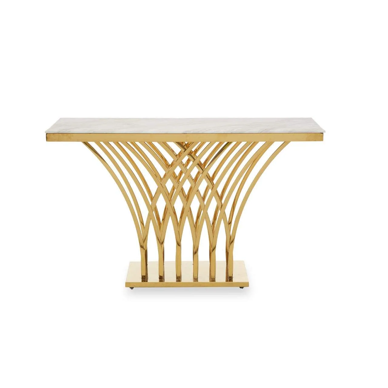 White Marble Top Console Table with Gold Legs