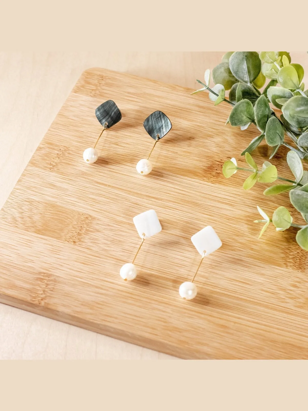 White Pearl Drop Earrings - Mother of Pearl | LIKHÂ