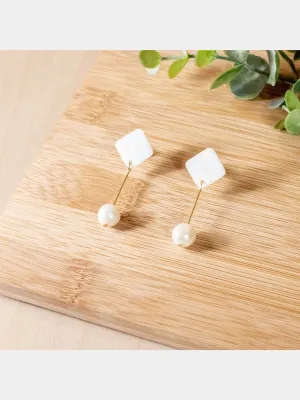 White Pearl Drop Earrings - Mother of Pearl | LIKHÂ