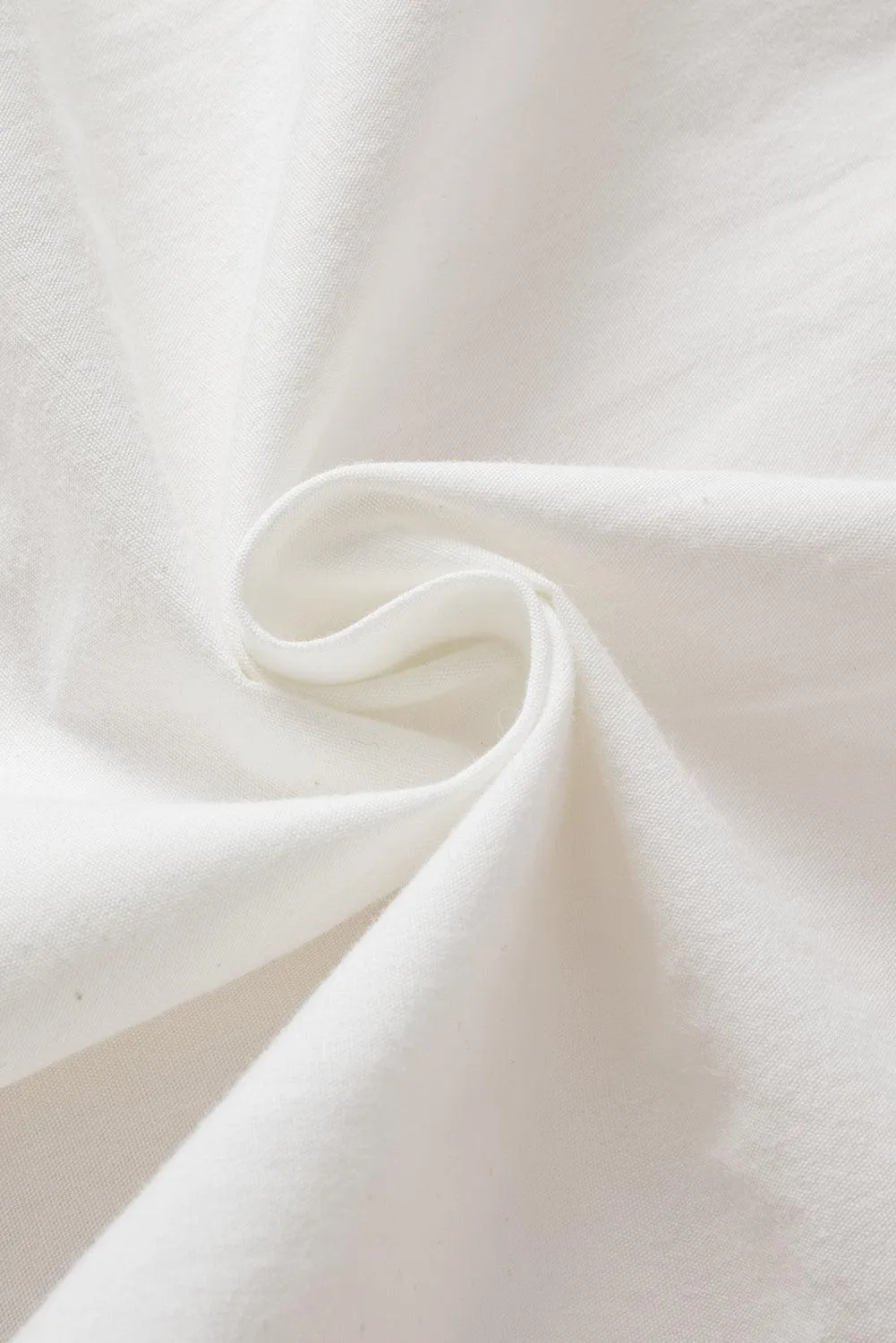 White Solid Color Button Up Puff Sleeve Shirt