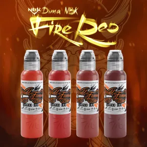 World Famous 4 Color Dima NBK Fire Red Set Tattoo Ink