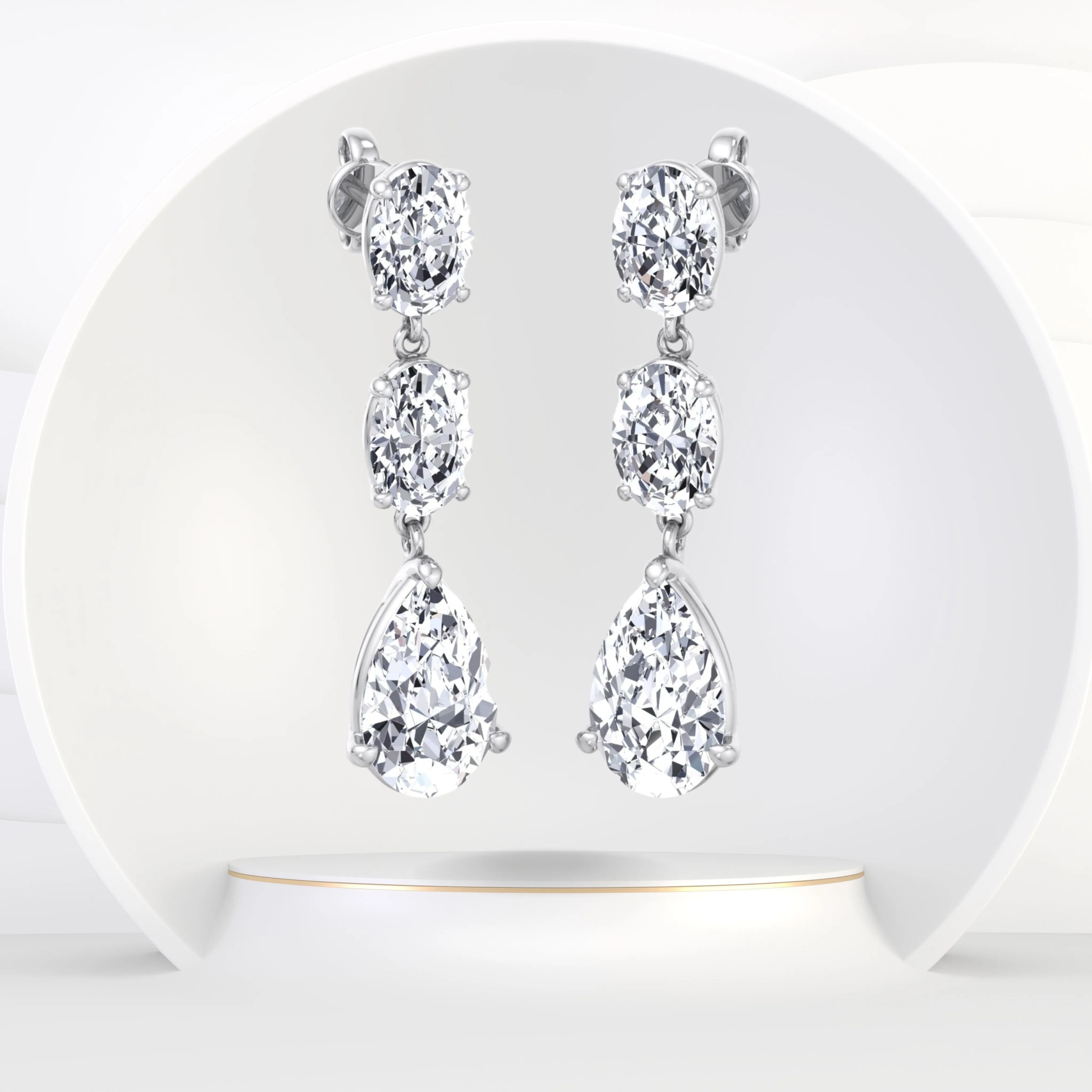 Wynn - Oval and Pear Shape Diamond Drop Earrings