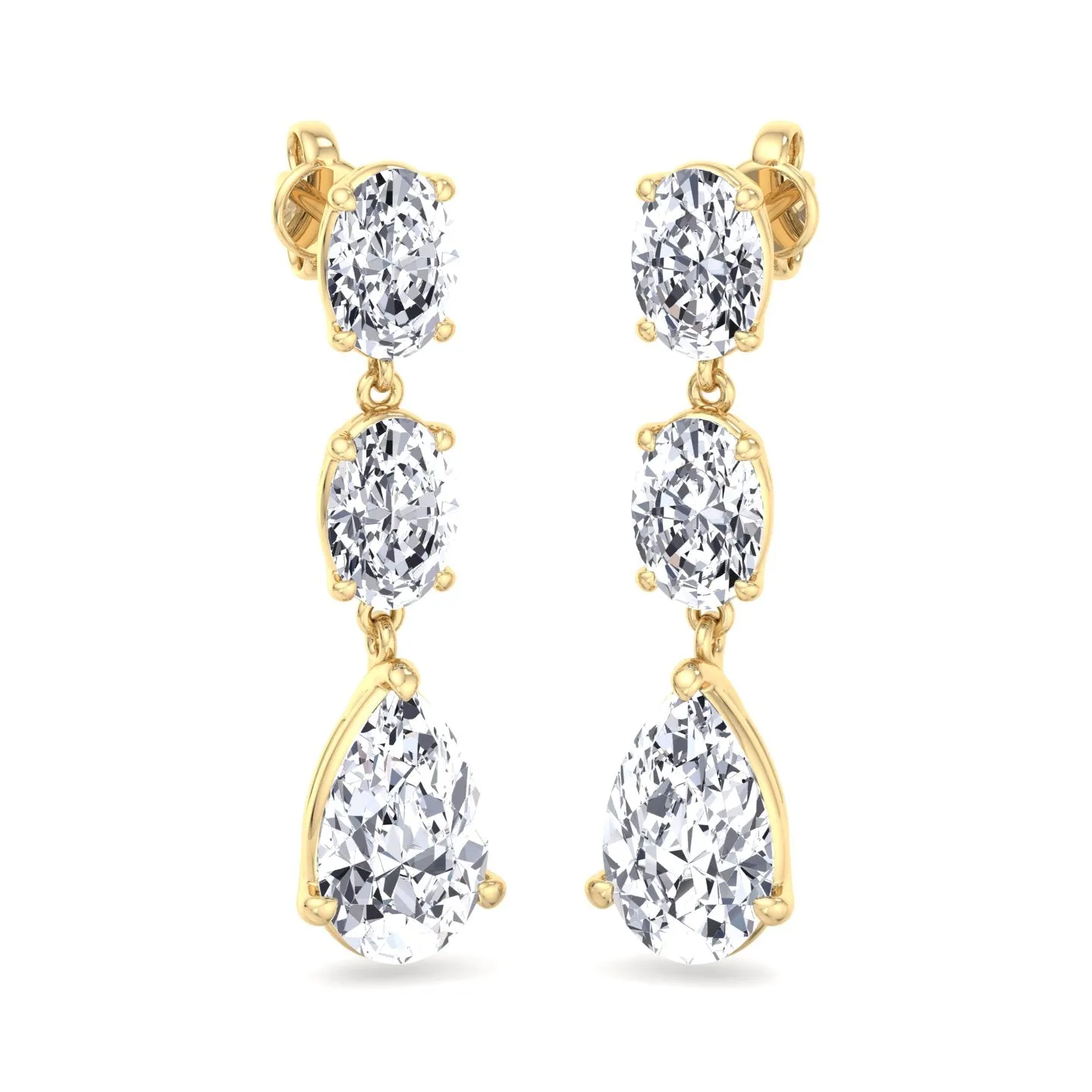 Wynn - Oval and Pear Shape Diamond Drop Earrings