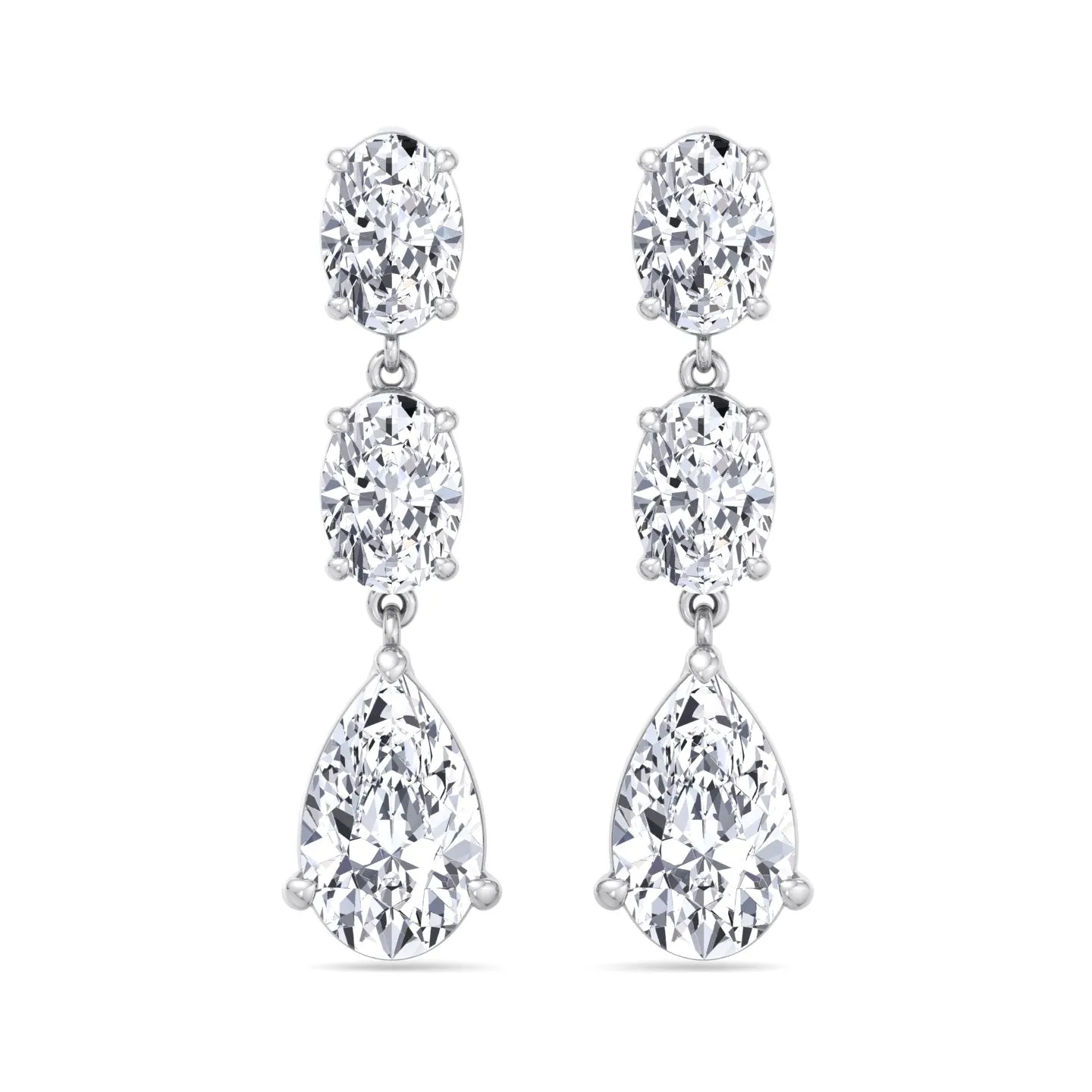 Wynn - Oval and Pear Shape Diamond Drop Earrings