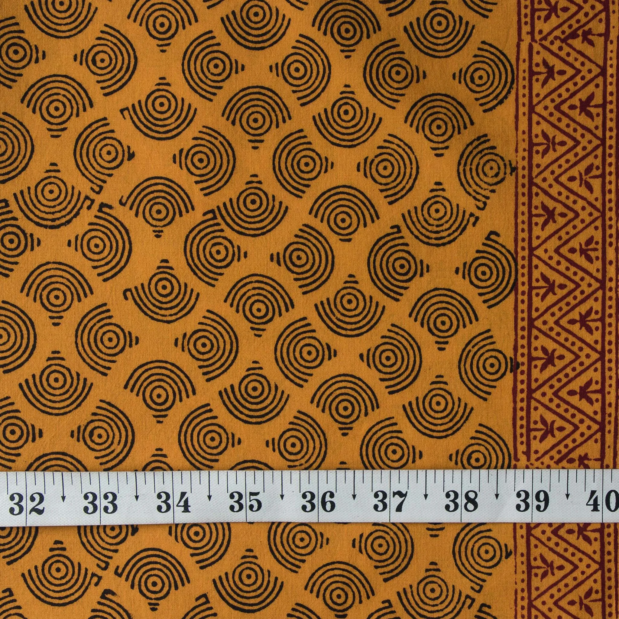 Yellow & Black Bagh Handblock Printed Cotton Fabric